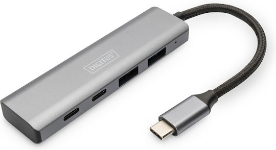 Digitus USB-Hub 4 Anschlüsse USB 3.1 mit USB-C Verbindung Grau