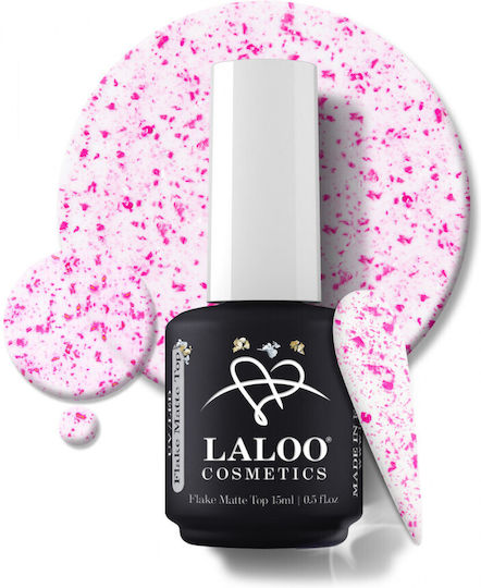 Laloo Cosmetics Flake Fucshia Top Coat για Απλά Βερνίκια Matte 15ml