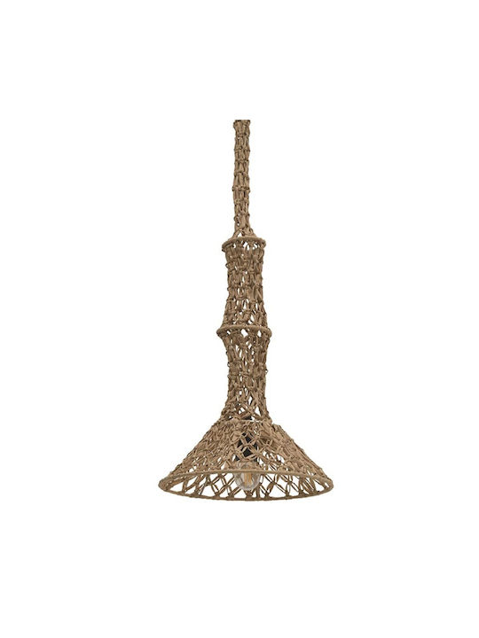 Inart NATURAL Κρεμαστό Φωτιστικό Καφέ με Ντουί E27 30x144x144εκ.
