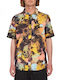 Skulli Print Short-sleeved Cotton Shirt Yellow