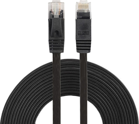 Flat U/UTP Cat.6 (Gigabit) Καλώδιο Δικτύου Ethernet 1.5m Μαύρο