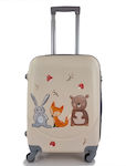 Playbags PS219 Children's Cabin Travel Suitcase Hard Beige with 4 Wheels Height 55cm.