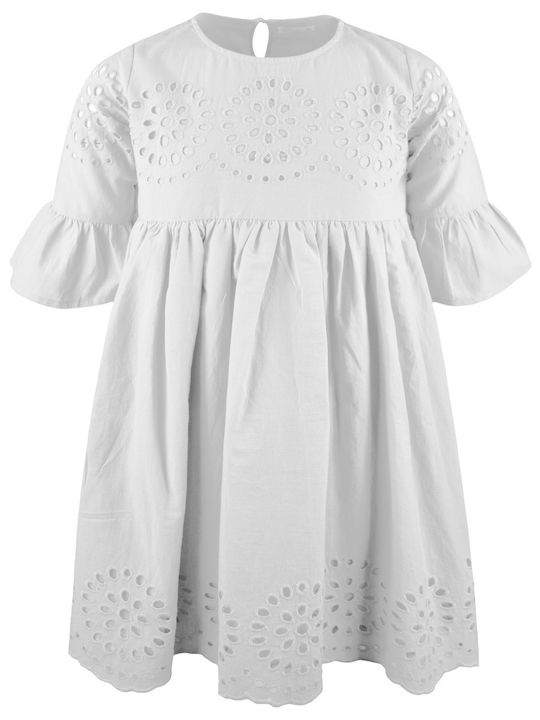 Energiers Kids Dress Short Sleeve White