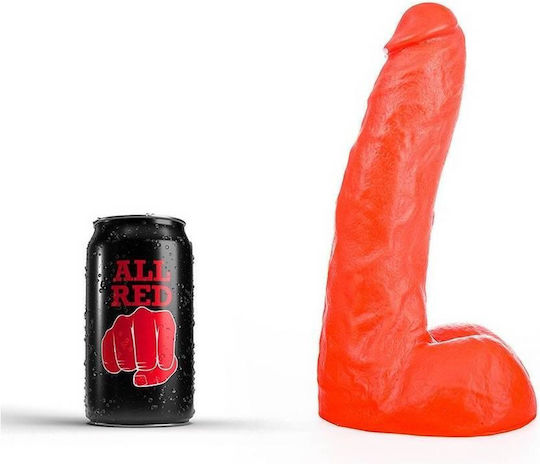 All Black All Red Ρεαλιστικό Dildo με Όρχεις Κόκκινο 22cm