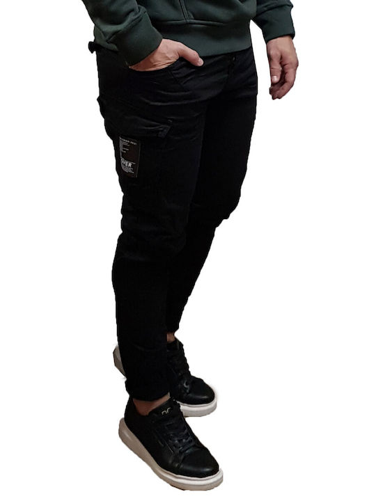Cover Jeans Ανδρικό Παντελόνι Cargo σε Slim Εφαρμογή Μαύρο