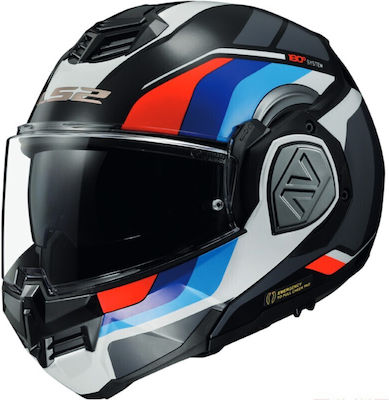 LS2 FF906 Advant Modular Helmet with Sun Visor ECE 22.06 1650gr Black Blue Red White FF906