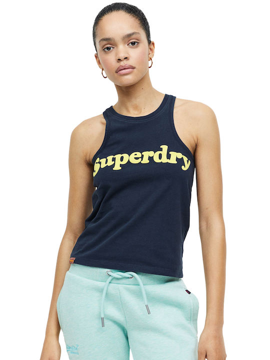 Superdry Vintage Women's Summer Blouse Sleeveless Navy Blue