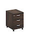 Office Storage Chipboard Drawer with Wheels, Lock & 3 Drawers Walnut L40xW48xH56cm