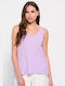 Funky Buddha Damen Sportliches Bluse Ärmellos Lavender