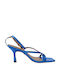 Carrano Leather Women's Sandals -CAB06 Blue with Thin Medium Heel -CAB12-BLEU
