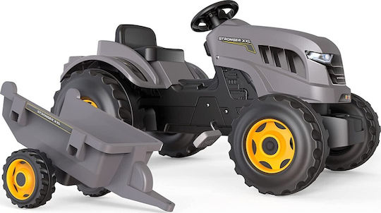 Tractor pentru copii Stronger XXL De la picior la podea cu caruta si pedala Gri