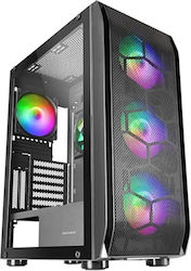 Mars Gaming MC-KX Jocuri Turnul Midi Cutie de calculator cu fereastră laterală și iluminare RGB Negru