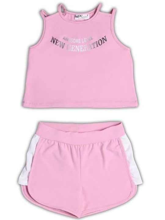 Nek Kids Wear Παιδικό Σετ με Σορτς Καλοκαιρινό 2τμχ Ροζ