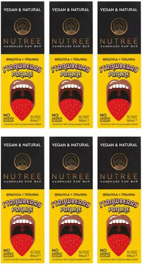 Nutree Energy Bar / Raw with Praline & Strawberry No Added Sugar (6x50gr)