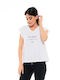 Splendid Γυναικείο T-shirt Λευκό με Λαιμόκοψη V και Στάμπα