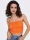 Γυναικείο Καλοκαιρινό Crop Top με Τιράντες Πορτοκαλί