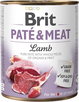 Brit Paté & Meat Υγρή Τροφή Σκύλου με Αρνί χωρίς Σιτηρά σε Κονσέρβα 800γρ.
