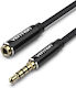 Vention 3.5mm Jack Cable TRRS 3.5mm Male - 3.5mm Female Black 0.5m with Gold Plated Terminals BHCBD