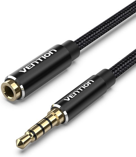 Vention Cablu Audio TRRS 3,5mm Male - 3,5mm Female Negru 3m cu Terminale Placate cu Aur BHCBI
