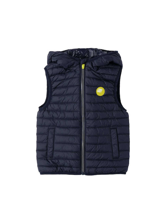 iDO Waterproof Boys Quilted Coat Navy Blue Sleeveless with Ηood 4