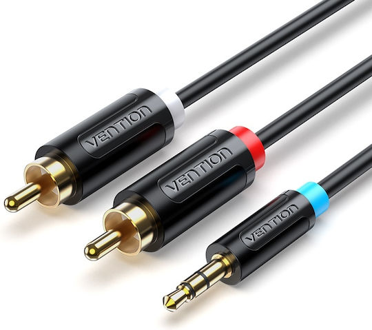 Vention Καλώδιο Ήχου 3.5mm male - 2x RCA male Μαύρο 2m BCLBH