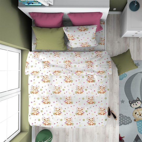 Dimcol Lion Cub Kids Duvet Cover Single Cotton 530 Beige 160x240cm