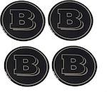 Αυτοκόλλητα Σήματα με Επικάλυψη Σμάλτου "B" 6cm για Ζάντες Αυτοκινήτου σε Μαύρο Χρώμα 4τμχ