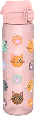 Ion8 Slim Cats Kids Water Bottle Plastic Pink 600ml