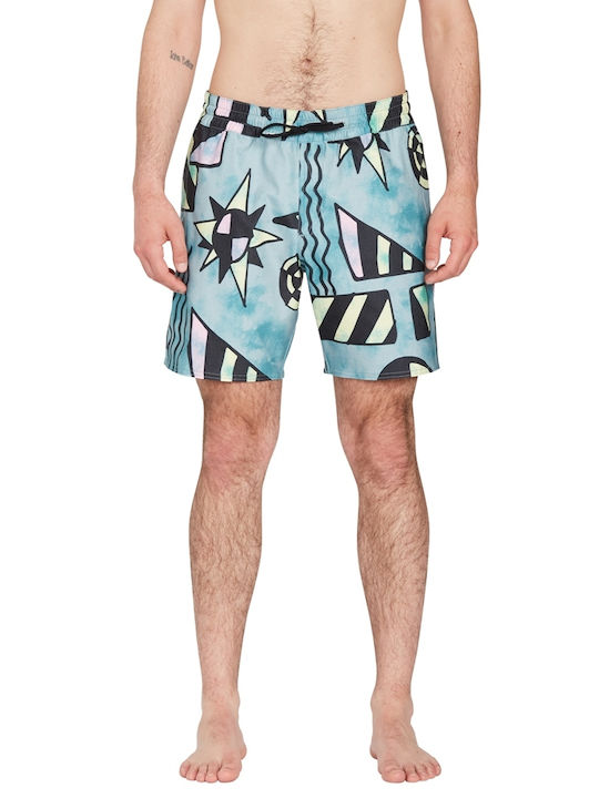 Men's Swimwear Shorts Light Blue with Patterns