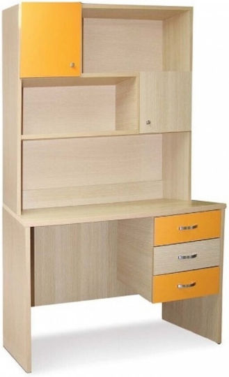 BTR Kids Desk with Library made of Melamine Beige 100x60cm