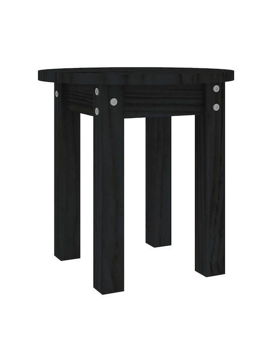 Round Solid Wood Side Table Black L35xW35xH35cm