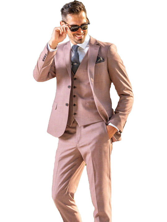 Vittorio Artist Men's Summer Suit with Vest Ros...
