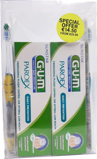 GUM Οδοντόκρεμα Paroex 0.06% Οδοντόπαστα Καθημερινής Χρήσης 2x75ml & Οδοντόβουρτσες GUM Technique+ Compact 491 Soft 2τμχ 2x150ml