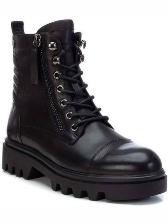 Leder Stiefeletten Damen Schwarz