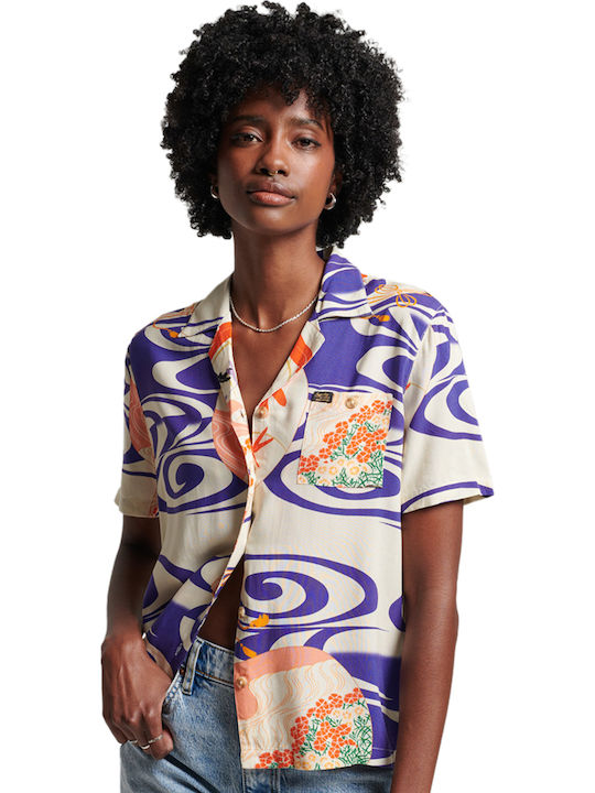 Beach Resort Shirt Κοντομάνικο Γυναικείο Πουκάμισο Multicolored