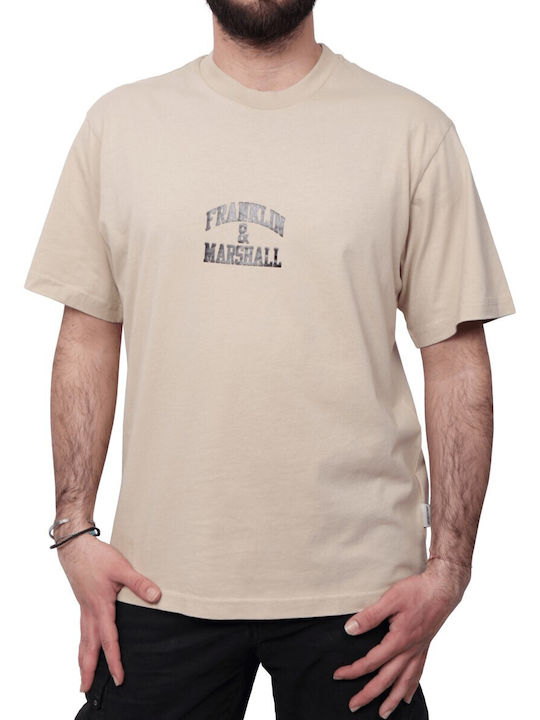 Franklin & Marshall Arch Letter Men's Short Sleeve T-shirt Beige