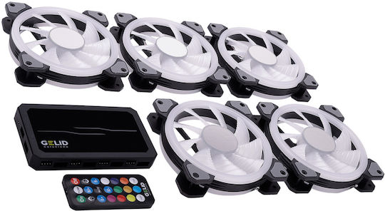 Gelid Solutions Amber 8 Pro Bundle Корпусен вентилатор 120мм с RGB осветление и връзка 4-изводна ШИМ 5бр Черен