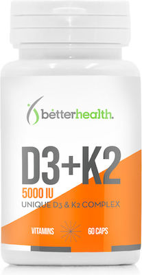 Better Health D3+K2 Βιταμίνη για Ανοσοποιητικό 5000iu 60 κάψουλες