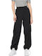 Women's Fabric Cargo Trousers with Elastic Black