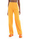 Only Women's High-waisted Fabric Trousers in Wide Line Orange
