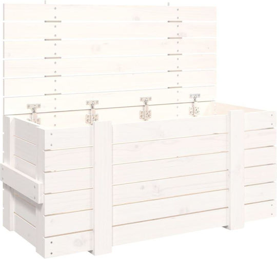 vidaXL Wooden Storage Box with Lid White 91x40.5x42cm
