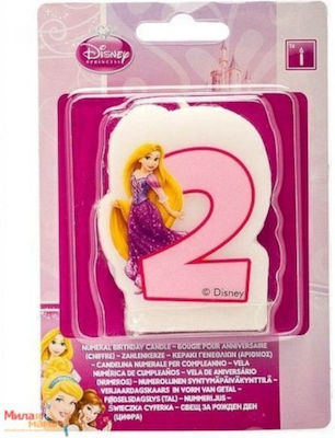 Procos Disney Princess Candle Birthday Candle Number "2" in Pink Color 82895