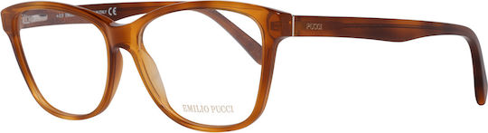 Emilio Pucci Women's Acetate Butterfly Brown Tortoise Prescription Eyeglass Frames EP5024 052
