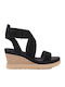 1139052 Women's Suede Ankle Strap Platforms Black