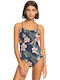 Roxy Into the Sun One-Piece Swimsuit with Open Back Floral Navy Blue