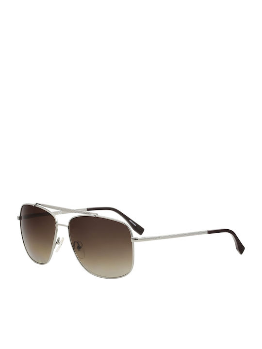 Lacoste Men's Sunglasses with Silver Metal Frame and Black Lens L188S-035