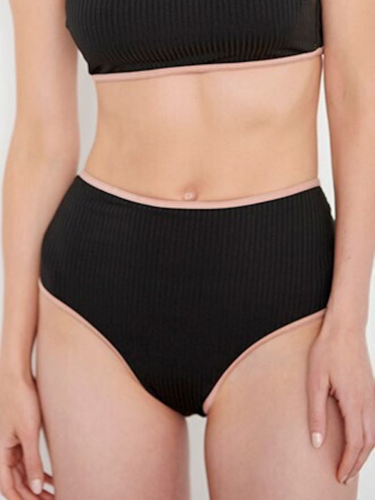 Blu4u Bikini Alunecare Talie înaltă Negru