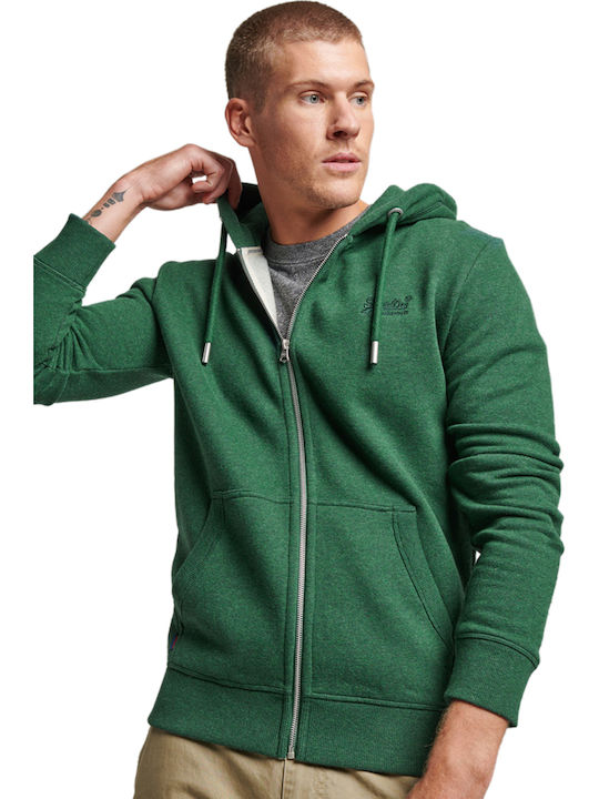 Superdry Ζακέτα με Κουκούλα Campus Green Marl