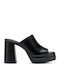 Mules mit Chunky Hoch Absatz in Schwarz Farbe