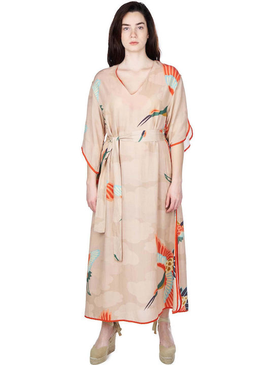 Moutaki Summer Maxi Dress Beige